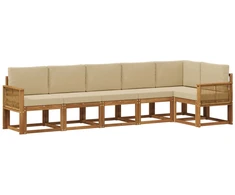 Lauko sofos komplektas 6 pcs Natūralus ir bežinis Poliesteris