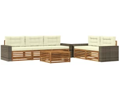 Lauko sofos komplektas 6 pcs Natūralus ir grietinėlė