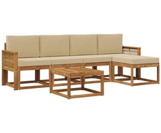 Lauko sofos komplektas 6 pcs Natūralus ir bežinis Poliesteris