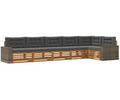 Lauko sofos komplektas 6 pcs Natūralus ir antracitas