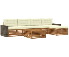Lauko sofos komplektas 6 pcs Natūralus ir grietinėlė