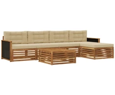 Lauko sofos komplektas 6 pcs Natūralus ir bežinis