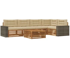 Lauko sofos komplektas 6 pcs Natūralus ir bežinis