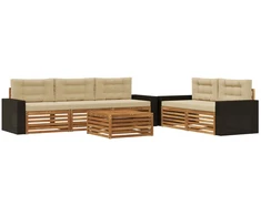Lauko sofos komplektas 6 pcs Natūralus ir bežinis