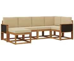 Lauko sofos komplektas 6 pcs Natūralus ir bežinis