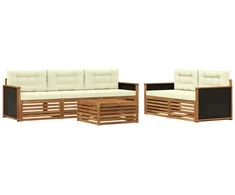 Lauko sofos komplektas 6 pcs Natūralus ir grietinėlė