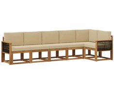Lauko sofos komplektas 6 pcs Natūralus ir bežinis Poliesteris