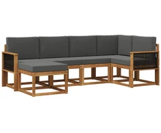 Lauko sofos komplektas 6 pcs Natūralus ir antracitas
