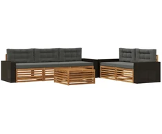 Lauko sofos komplektas 6 pcs Natūralus ir antracitas