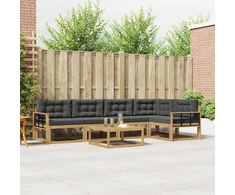 Lauko sofos komplektas 6 vnt. Balta ir antracito Poliesteris