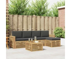 Lauko sofos komplektas 6 vnt. Balta ir antracito Poliesteris