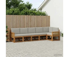 Lauko sofos komplektas 6 vnt. Natūrali ir šviesiai pilka