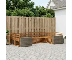 Lauko sofos komplektas 6 vnt. Natūrali Kietos akacijos mediena