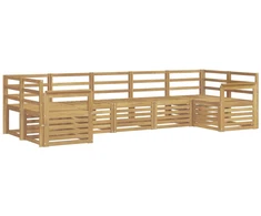 Lauko sofos komplektas 7 pcs Balta 304 x 128,5 x 73 cm