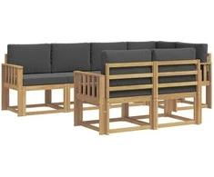 Lauko sofos komplektas 7 pcs Balta ir antracito Poliesteris