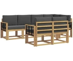 Lauko sofos komplektas 7 pcs Balta ir antracito Poliesteris