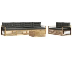 Lauko sofos komplektas 7 pcs Balta ir antracito Poliesteris