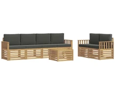 Lauko sofos komplektas 7 pcs Balta ir antracito Poliesteris