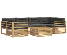 Lauko sofos komplektas 7 pcs Balta ir antracito Poliesteris