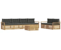 Lauko sofos komplektas 7 pcs Balta ir antracito