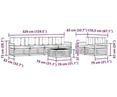 Lauko sofos komplektas 7 vnt. Balta ir antracito Poliesteris