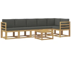 Lauko sofos komplektas 7 pcs Balta ir antracito Poliesteris