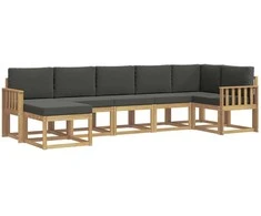 Lauko sofos komplektas 7 pcs Balta ir antracito Poliesteris