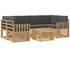 Lauko sofos komplektas 7 pcs Balta ir antracito Poliesteris