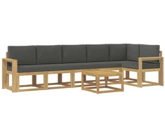 Lauko sofos komplektas 7 pcs Balta ir antracito Poliesteris
