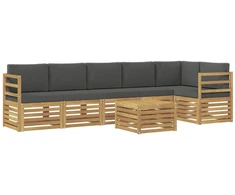 Lauko sofos komplektas 7 pcs Balta ir antracito 59 x 59 x 37 cm