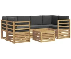 Lauko sofos komplektas 7 pcs Balta ir antracito Poliesteris