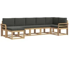 Lauko sofos komplektas 7 pcs Balta ir antracito Poliesteris