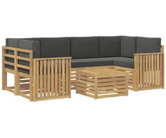 Lauko sofos komplektas 7 pcs Balta ir antracito Poliesteris