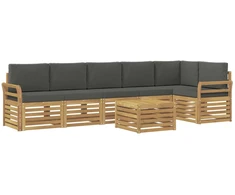 Lauko sofos komplektas 7 pcs Balta ir antracito 59 x 59 x 37 cm