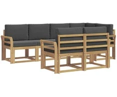 Lauko sofos komplektas 7 pcs Balta ir antracito Poliesteris