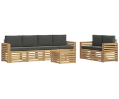 Lauko sofos komplektas 7 pcs Balta ir antracito Poliesteris