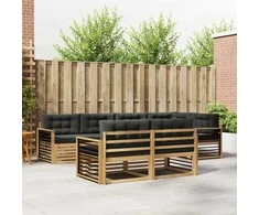 Lauko sofos komplektas 7 pcs Balta ir antracito Poliesteris