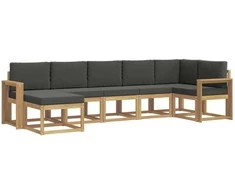 Lauko sofos komplektas 7 pcs Balta ir antracito Poliesteris