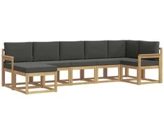 Lauko sofos komplektas 7 pcs Balta ir antracito Poliesteris