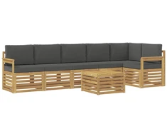 Lauko sofos komplektas 7 pcs Balta ir antracito 59 x 59 x 37 cm