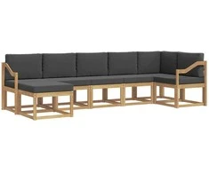 Lauko sofos komplektas 7 pcs Balta ir antracito Poliesteris