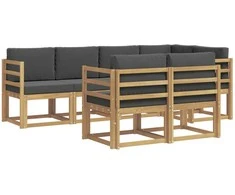 Lauko sofos komplektas 7 pcs Balta ir antracito Poliesteris