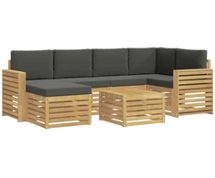 Lauko sofos komplektas 7 pcs Balta ir antracito Poliesteris