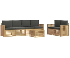 Lauko sofos komplektas 7 pcs Balta ir antracito Poliesteris