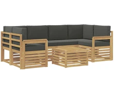 Lauko sofos komplektas 7 pcs Balta ir antracito Poliesteris