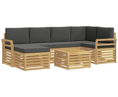 Lauko sofos komplektas 7 pcs Balta ir antracito Poliesteris