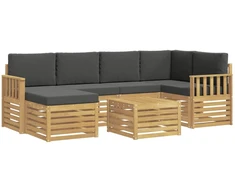Lauko sofos komplektas 7 pcs Balta ir antracito Poliesteris