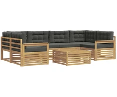 Lauko sofos komplektas 7 pcs Balta ir antracito Poliesteris