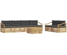Lauko sofos komplektas 7 pcs Balta ir antracito Poliesteris