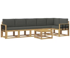 Lauko sofos komplektas 7 pcs Balta ir antracito Poliesteris